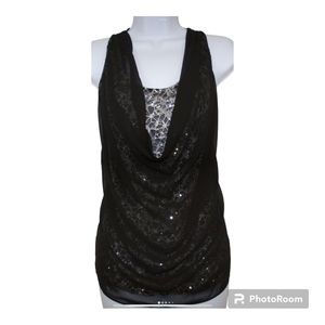 Sugarlips Women Top Blouse Black Gray Medium